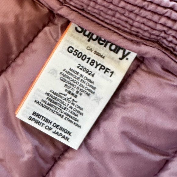 Superdry “Luxe Fuji” Hooded Double Zipper Vest Shimmer Pink Extra Small Like New - Picture 13 of 15